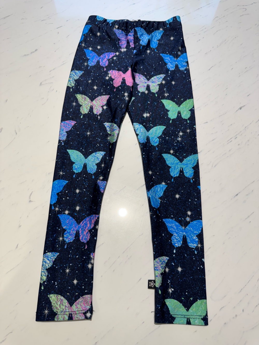 Pixielane Girls' Butterfly Print Leggings - Black with Multicolor Butterflies